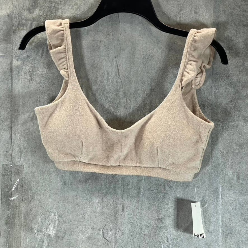 Bar III Women's Naturally Nude Ruffled Terry Bralette SZ S